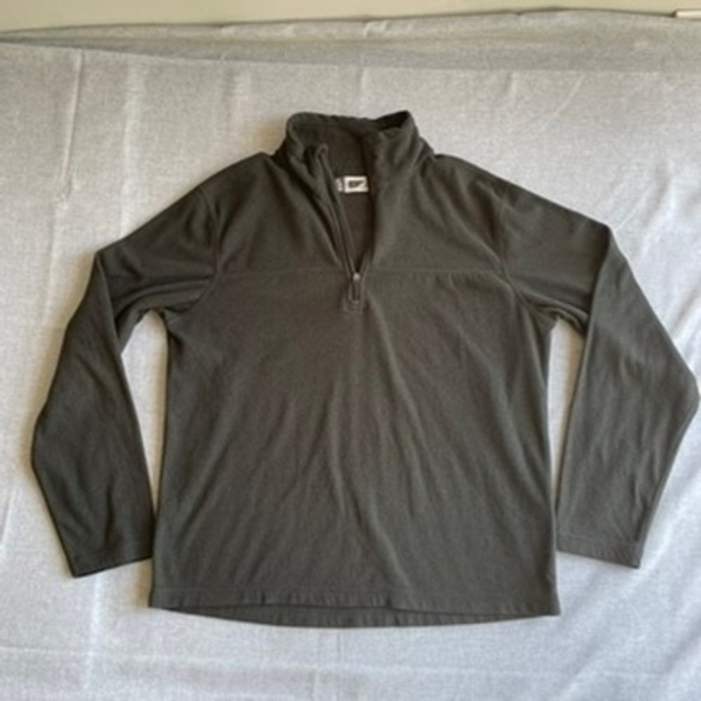 Alpine Design Mens L Fleece Pullover 1/4 Zip Mock Neck Olive Green